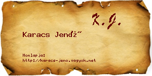 Karacs Jenő névjegykártya